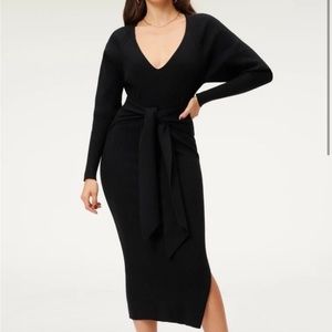 Good American LS Belted Ribbed Body Dress size 3/4